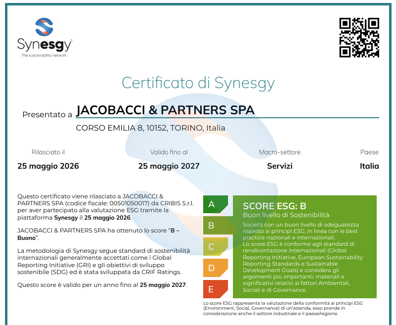 Certificato Synesgy_Jacobacci&Partners